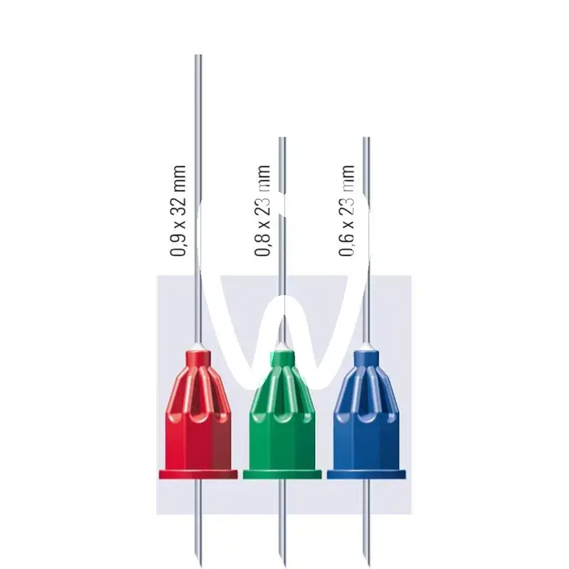 Transcodent canule pâte 6012 g23 0,6x23 bleu ll, 100pcs usage unique transcodent