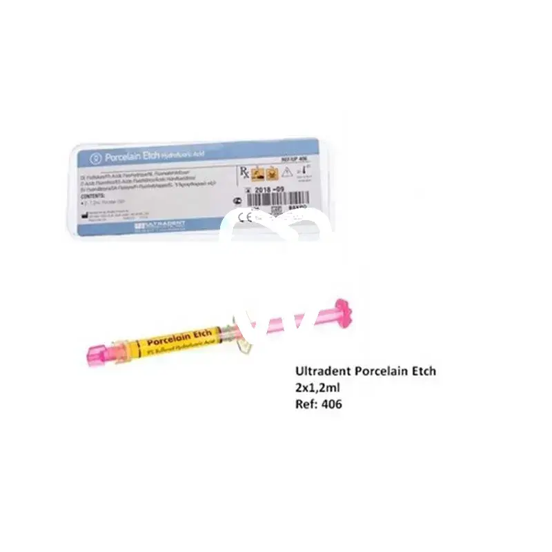 Ultradent porcelain etch – gel de mordançage pour céramique à 9 % d'acide fluorhydrique, 2 x 1,2 ml composites et accessoires ultradent