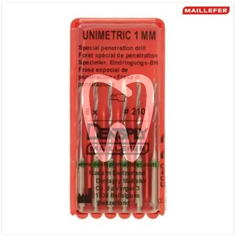 Unimetric foret de pénétration 212/210 6pcs tenons et pivots dentsply sirona